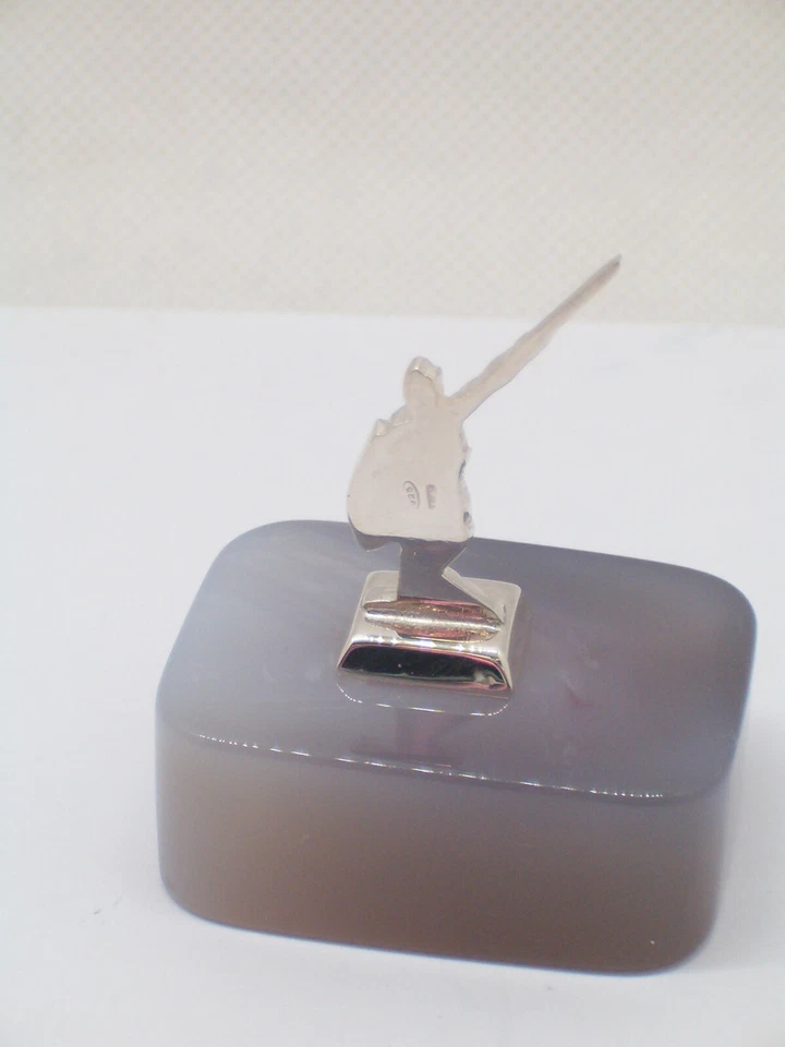 Alberto Da Giussano in ARGENTO 925 su Agata Grigia - statuetta su Pietra Dura - - Immagine 4 di 4