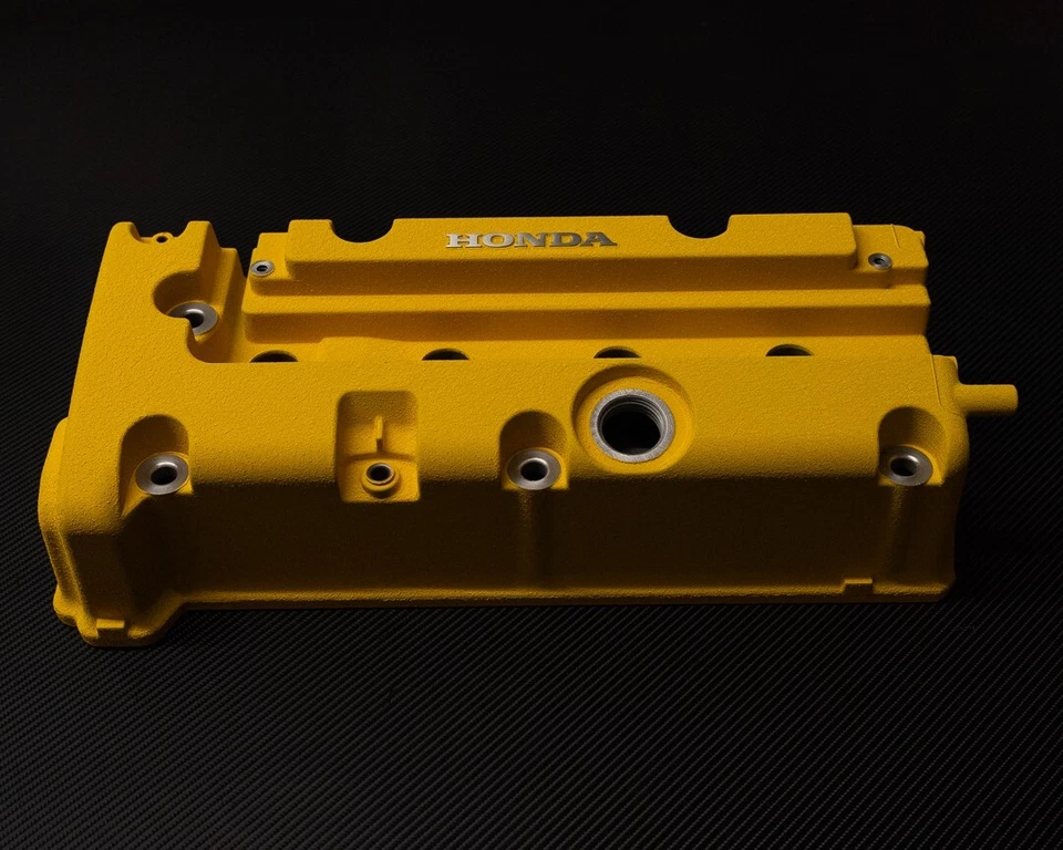 Honda K24 K20 Serie K Tipo R Civic RSX Cubierta de Válvula Recubrimiento en Polvo ARRUGAS AMARILLO Foto 3 de 4