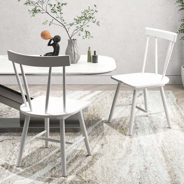 Solid Wood Dining Chairs Set of White Rustic Chairs Kitchen