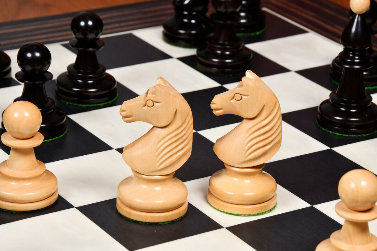 1935 Warsaw Capablanca Simultaneous Chess Pieces in Ebony and Boxwood- 3.8  King