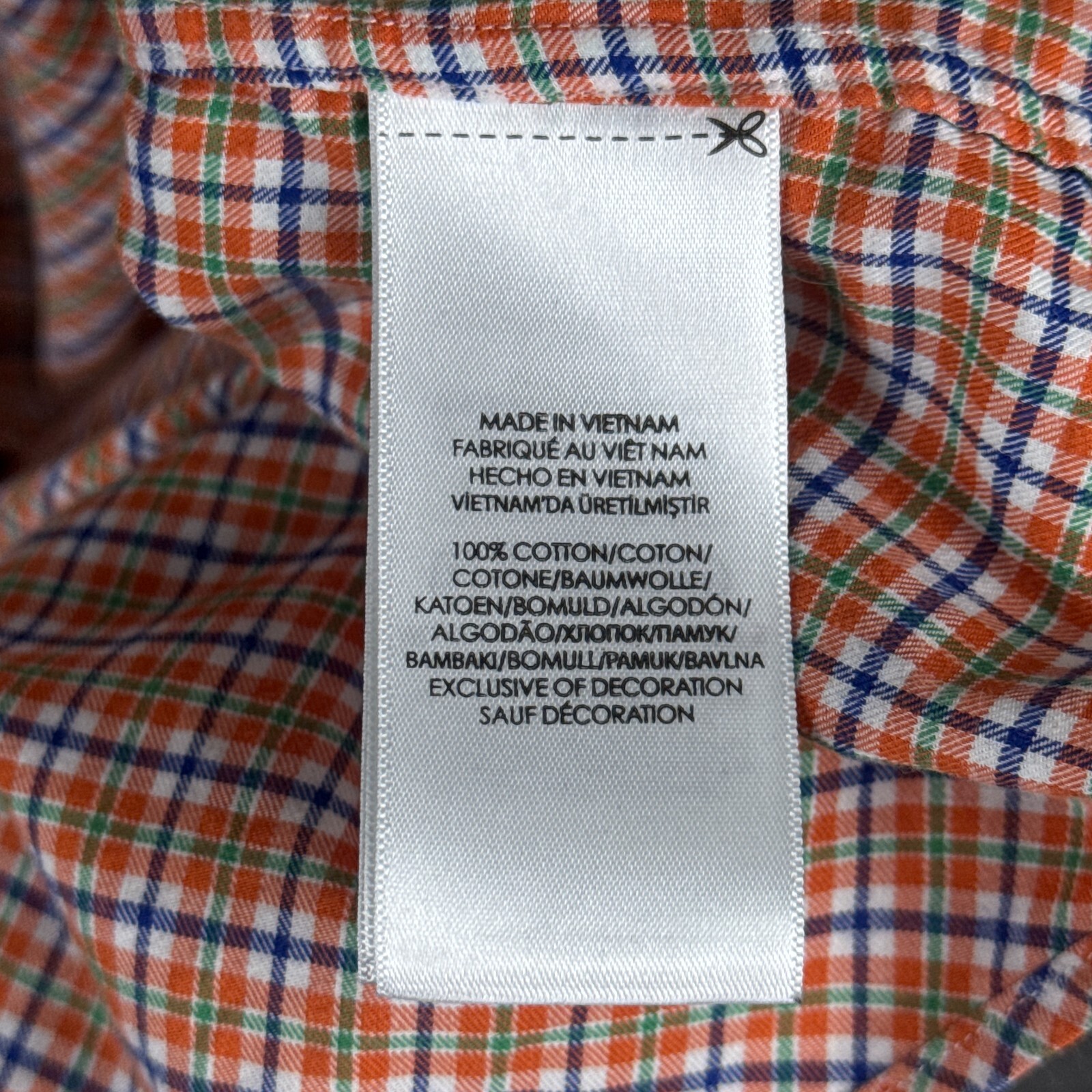 Polo Ralph Lauren Shirt Mens Large Orange Plaid 100% Cotton Casual Green Pony thumbnail 8