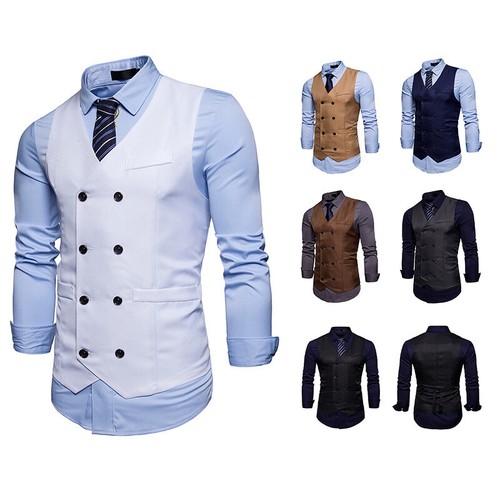 Men Slim Fit Tuxedo Suit Casual Vest Pointed Hem Business Formal Waistcoat Gilet
