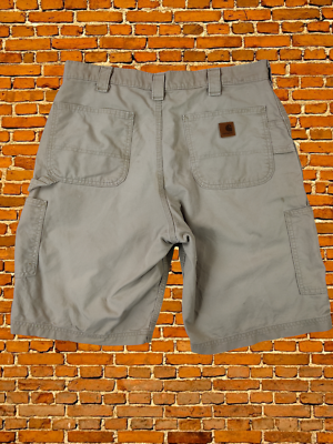 MENS CARHARTT RN#14806 SIZE 36 STONE DENIM SHORTS WORKWEAR CASUAL  DISTRESSED | eBay UK