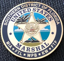 US Marshals Service SDofFL SecondGEN shiny gold 1.75in version challenge coin