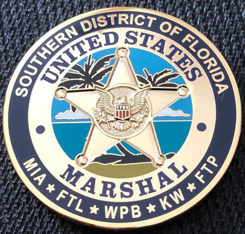 US Marshals Service SDofFL SecondGEN shiny gold 1.75in version challenge coin
