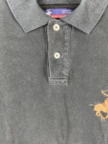 Beverly Hills Polo Club Polo Shirt Mens Large Black Logo Large Pony Preppy Adult - Picture 2 of 10