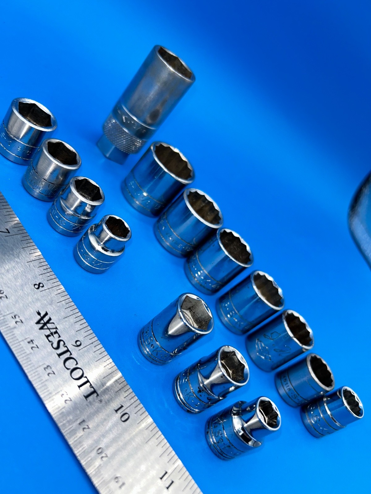 S-K Tools Socket Set 3/8” Drive Mixed Set 15 Pieces 6 Pt 12 Pt USA T-5-10