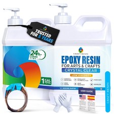 CRAFT RESIN 1 Gallon Crystal Clear Epoxy Resin Kit with Pumps - Food Safe UV