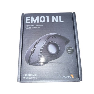 ProtoArc EM01 NL Ergonomic Bluetooth Wireless Trackball Mouse Rollerball Thumb