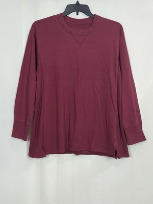 Aerie Women s Cozy Long Sleeve Oversized Boyfriend T-Shirt Cherry Tart Size M