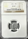 1951 Proof Roosevelt Silver Dime NGC PF67