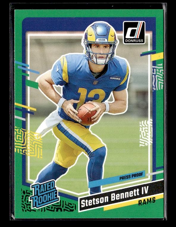 2023 Donruss #358 Stetson Bennett IV Rookie RC Press Proof Green Rams