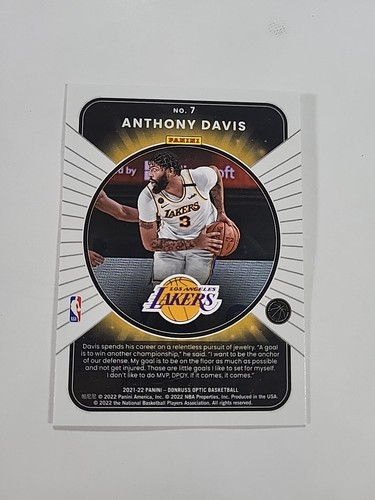 2021-22 Panini Donruss Optic Winner Stays Anthony Davis #7 - Picture 2 of 2