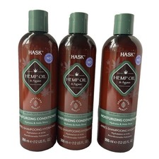 3x Hask Hemp Oil Agave Moisturizing Conditioner 12 Oz Hydrates & Add Shines