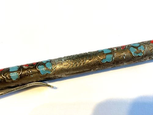 VINTAGE SABRA ISRAEL INK PEN SOUVENIR RED TEAL - Picture 3 of 13