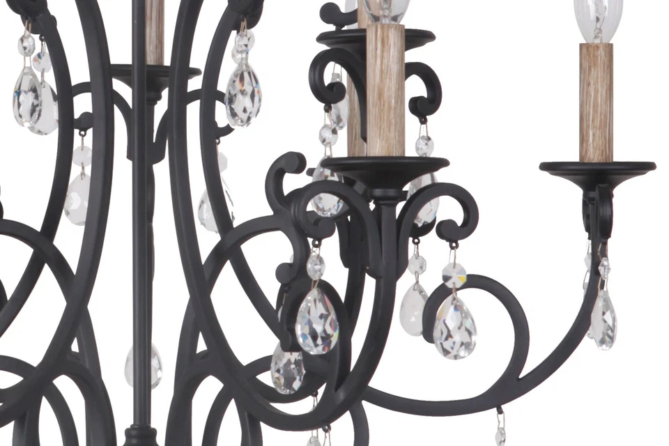 Araña estilo vela Bentley negra hecha a mano 38929 9 luces - 26,5 pulgadas de ancho Foto 4 de 4