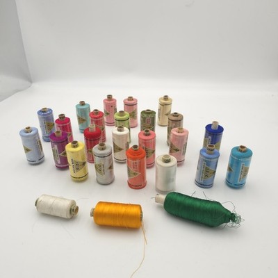 Lot 25+ Vintage IRIS 100% Rayon Sewing Thread Spools Multi Color Craft Quilting