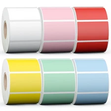2.25x1.25 6000 Labels 6-Color Assorted Rectangular Direct Thermal Label Rolls...