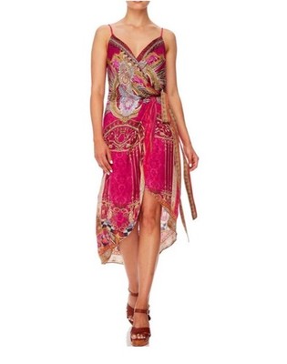 Worn1 Camilla Franks asymmetric wrap dress with straps M uk 12 Lounge Hour silk 