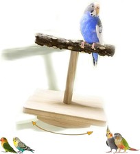 Natural Wood Bird Perch Stand Training, Intelligence Puzzle Enrichment Toys f...