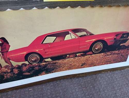 VINTAGE 1967 FORD MUSTANG DEALERSHIP SHOWROOM SIGN PROMOTIONAL POSTER CAR DEALER - Bild 5 von 8