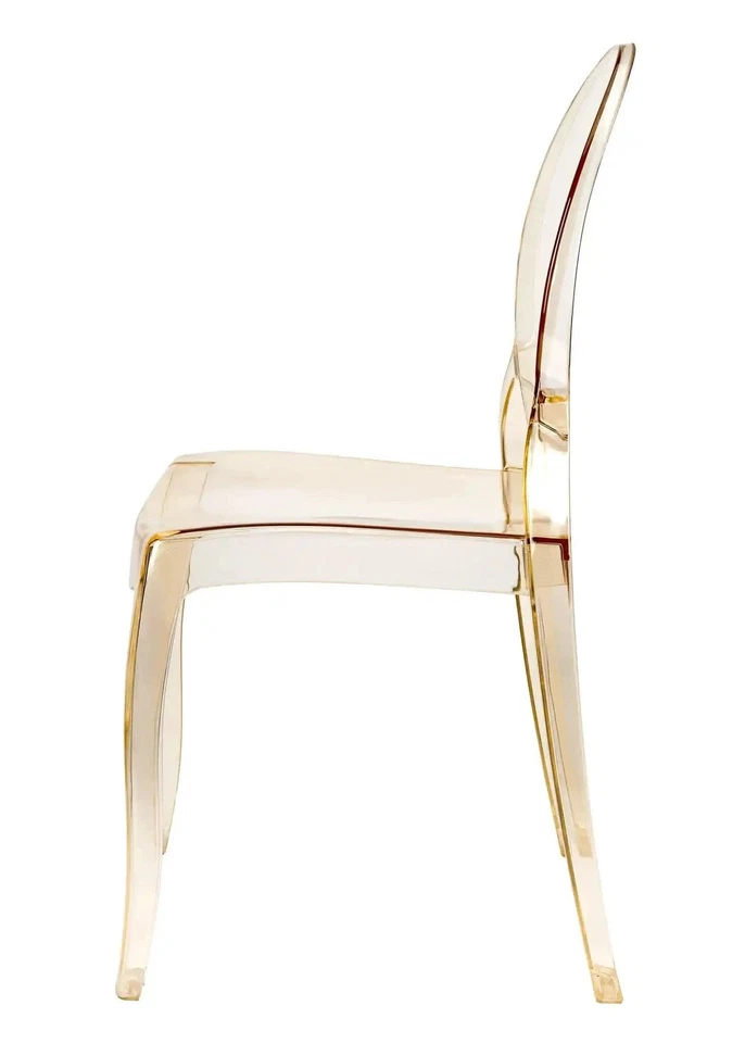Silla Ghost con respaldo ovalado de resina dorada transparente de Chivari Foto 4 de 4