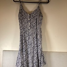 The Gap Fit and Flare Cami Dress, Navy Floral, Adjustable Tank Straps