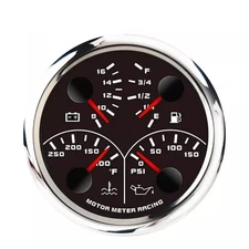 MOTOR METER RACING W Pro Series 110mm 4-3/8" 4 in 1 Multi-Function Gauge Wate...
