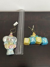 Babies First Christmas Blown Glass Xmas Ornaments Set Of 2