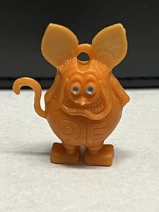 RAT FINK vintage Dk ORANGE charm figure Ed Roth 1960s Perfect 1 3/8 Gray Eyes