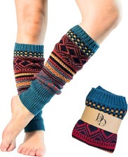 Women Leg Warmers Wool Blended Winter Bohemian Knee High Socks Festive Look