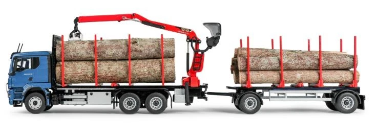 CONRAD - Camion MAN TGS TN 6x4 con gru di scarico e rimorchio a 1+1 assi per ... - Immagine 2 di 4