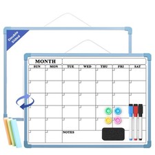 Blue Frame Whiteboard Calendar, 16" x 12" Dry Erase Board Calendar for Wall, ...