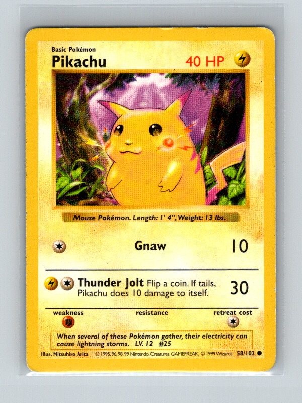 Pokémon TCG Base Set Pikachu 58/102