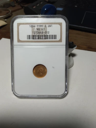 1854 G$1 Indian Princess Gold Dollar, NGC MS61, Type 2 Rare Coin