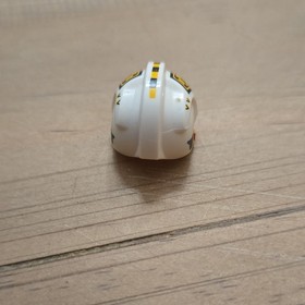 LEGO Minifigure Helmet White Yellow Black Checkered Pattern Orange Visor