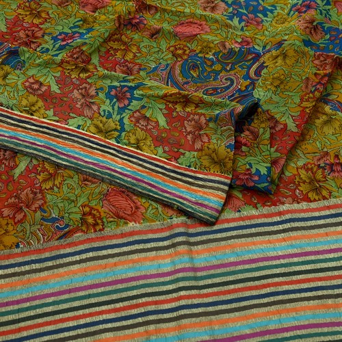 Vintage Sari Multi Pure Chiffon Silk Printed Sarees Sewing 5yd Craft Fabric soft - Picture 21 of 24