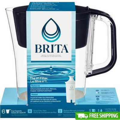 Water Filter Pitcher 6 Cup BPA Free Reduces Chlorine Mercury Cadmium Easy Fill