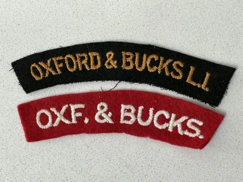 2 WW2 OXFORD & BUCKS LIGHT INFANTRY Military British Army Shoulder Title Badges