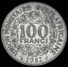 Pièce De Monnaie De 100 Francs 1982, Banque Des États D'Afrique De L'Ouest