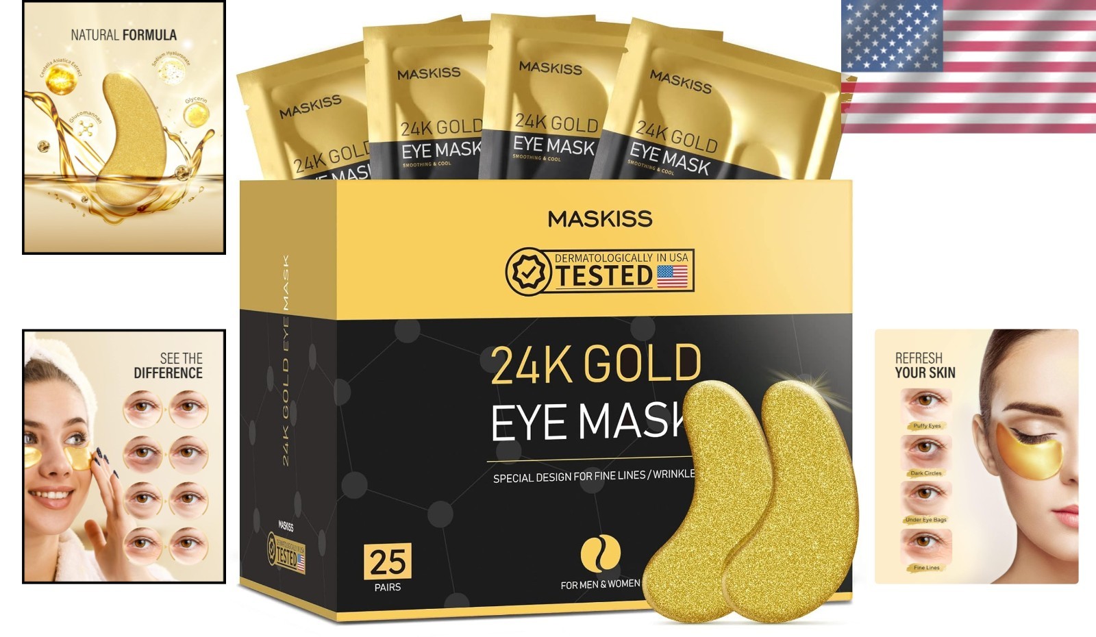 25 Pairs of Anti-Aging 24K Gold Eye Patches - Collagen & Hyaluronic Hydration