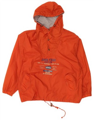 JOHN F GEE Mens Graphic Hooded Anorak Jacket EU 56 3XL Orange Polyamide VT11