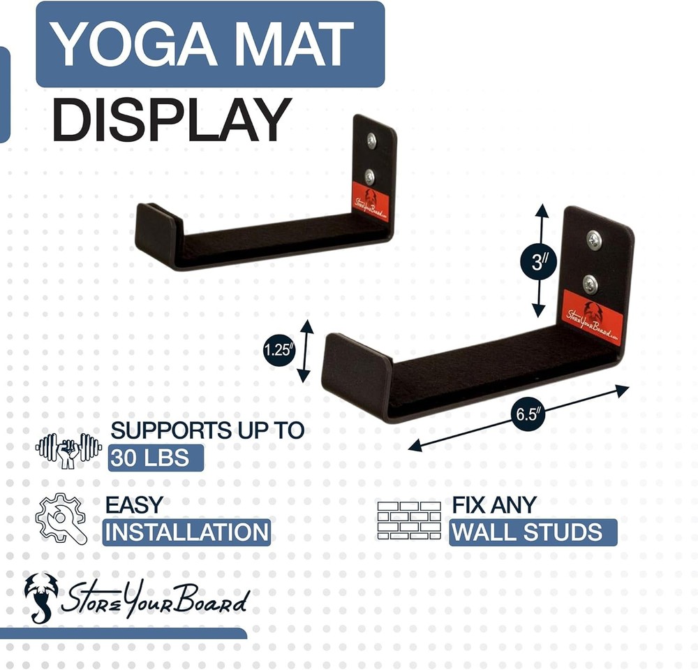 Yoga Mat Storage Rack Wall Mount Holder for Foam Rollers and Resistance Bands