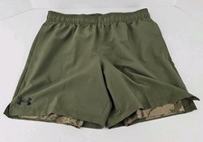 Boys Youth Under Armour Tech Woven 2 in 1 Shorts Army Green/Camo Sz Large