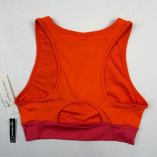 Nanette Lepore Play Women Orange Pink Colorblock Sports Bra Smartphone Pocket L - Picture 3 of 6