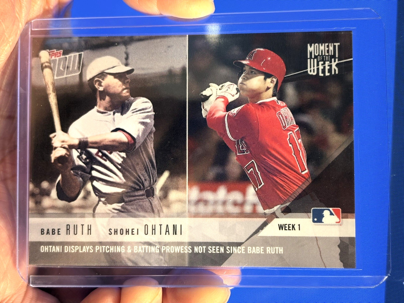 Shohei Ohtani 2018 Topps Now #MOW-1 Moment of the Week (w/B. Ruth