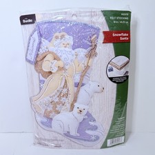 Bucilla 89257E Snowflake Santa Felt Stocking Kit 18 inch Polar Bears SEALED