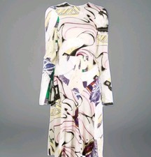 Stella McCartney Midi Dress Graphic Print Tilted Viscose Size-44 11353071 $1795