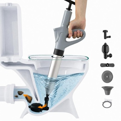 Toilet Plunger, Splash-Free High Pressure Air Drain Unclogger, Heavy Duty Plu...