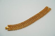 Vintage BSK Gold Tone Mid Century Modern Texture Link Bracelet 7.25" x 21mm JB39